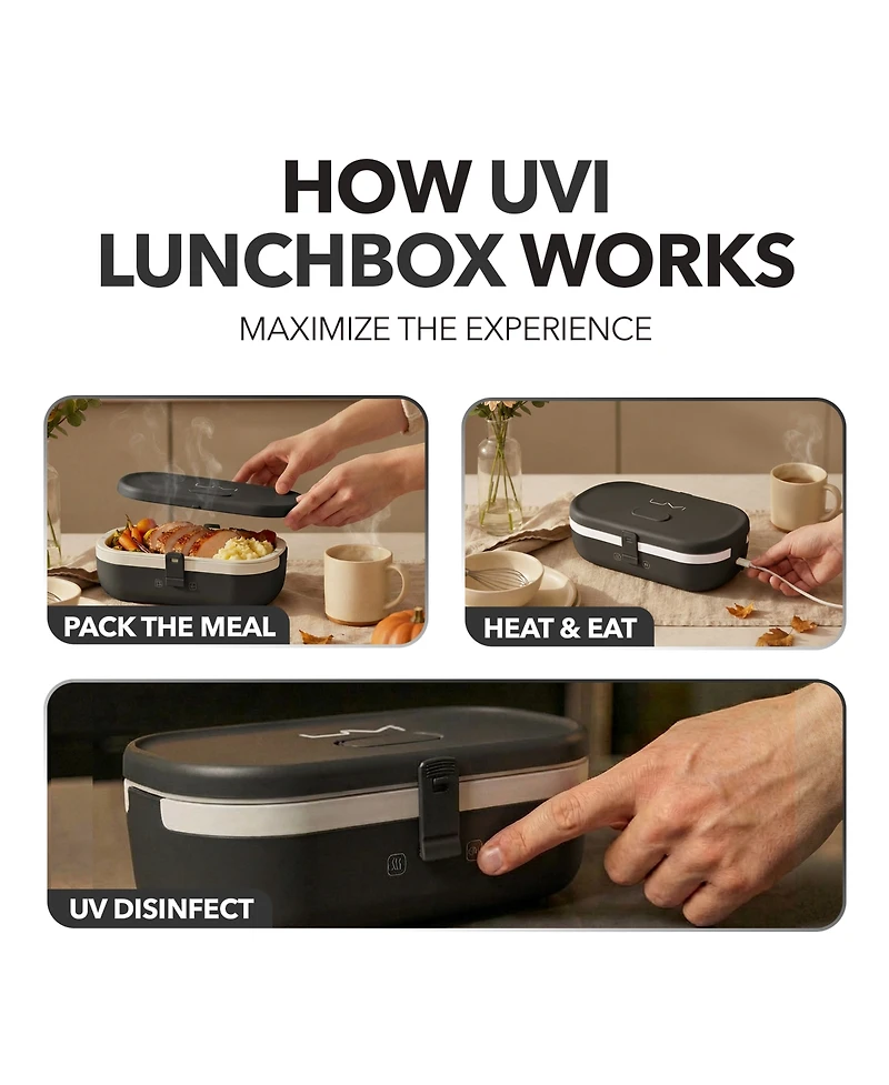 Uvi Plus Self-Heating Lunch Box with Usb-c Cord and Uv Light Sanitizer