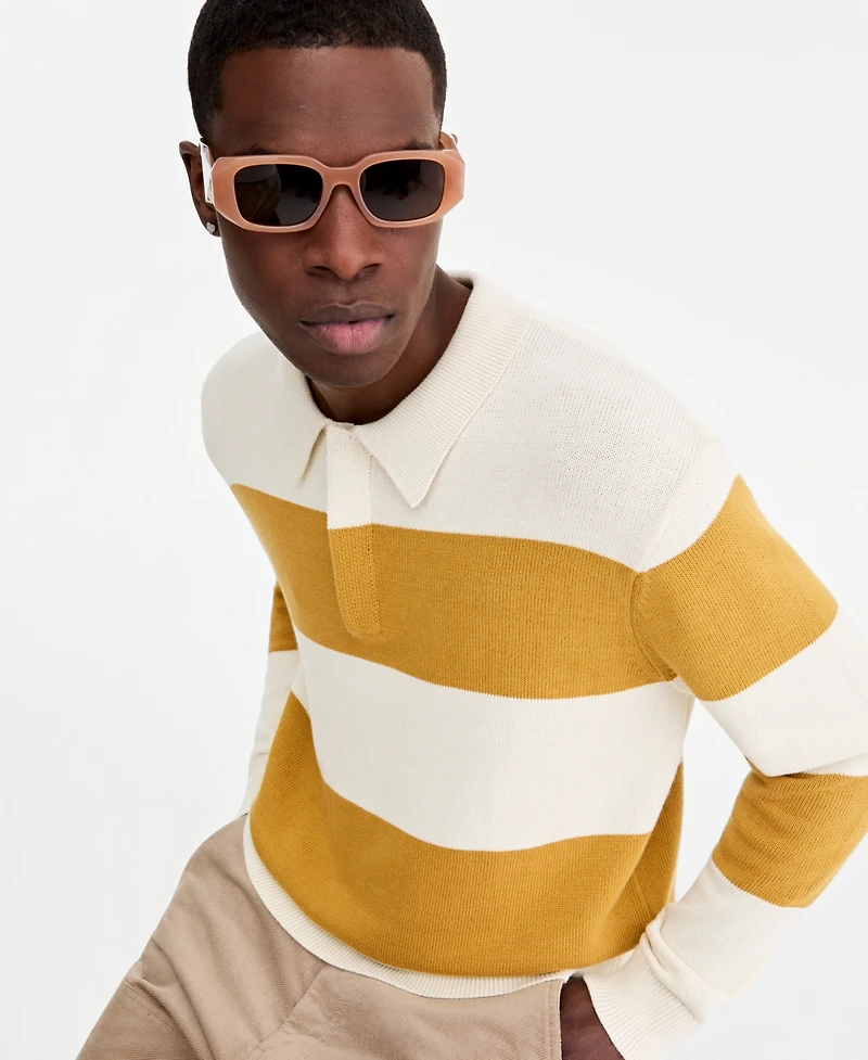 Mode of One Men's Elio Long-Sleeve Striped Polo Shirt, Macy's Exclusive