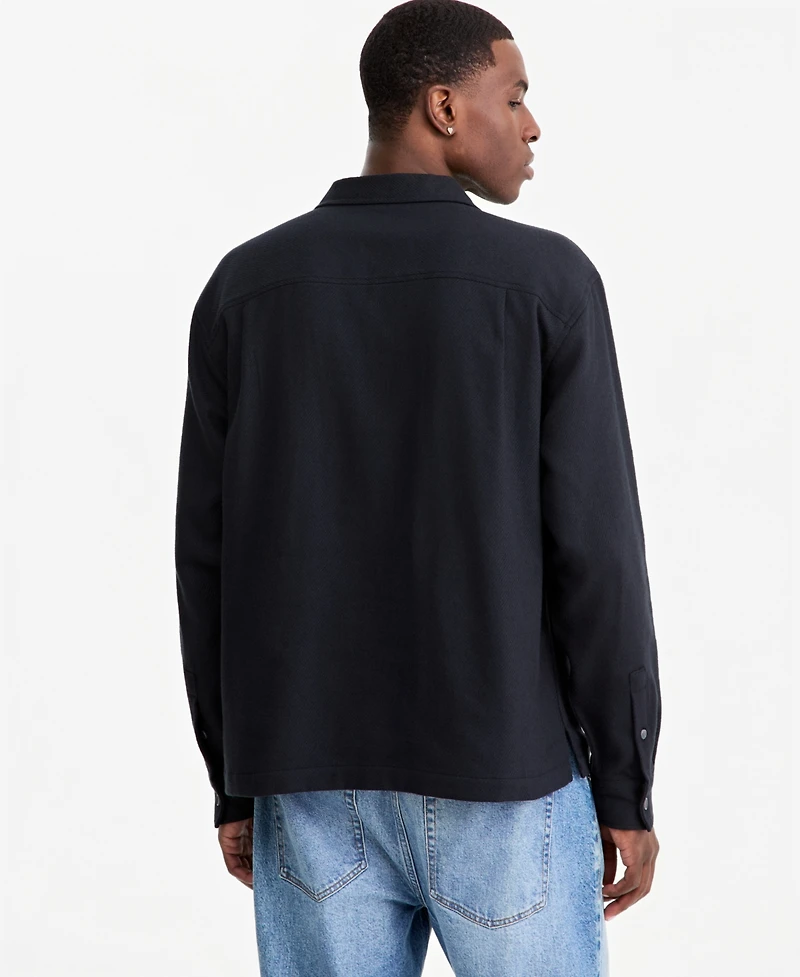 Mode of One Men's Boxy Camp-Collar Long-Sleeve Flannel Shirt, Macy's Exclusive