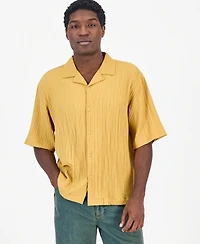 Mode of One Men's Boxy-Fit Striped Short-Sleeve Shirt, Macy's Exclusive