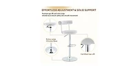 Maison Boucle Set of 2 Soft Velvet Upholstered Swivel Adjustable Bar Stools, 360-Degree Counter-Height Chairs, Chrome Silver Base