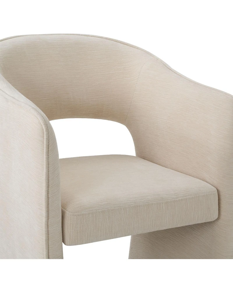 Maison Boucle Modern Upholstered Dining Armchairs Set of 2, Chenille Fabric, Curved Barrel Back, Open Back Design, Waterfall Base
