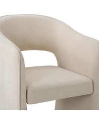 Maison Boucle Modern Upholstered Dining Armchairs Set of 2, Chenille Fabric, Curved Barrel Back, Open Back Design, Waterfall Base