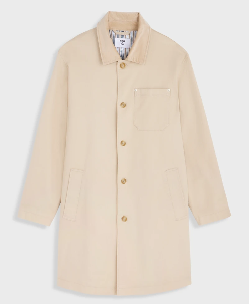 Mode of One Men's Relaxed-Fit Cotton-Twill Overcoat, Macy's Exclusive