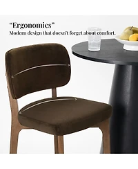 Maison Boucle Counter-Height Bar Stools Set of 6 for Large Islands, Velvet Upholstered Counter With Curved Back, Solid Wood Frame Footrest