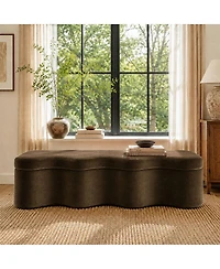 Maison Boucle 60" Modern Upholstered Storage Bench With Lift-Top Lid, End-of-Bed Ottoman Bench, Sculptural Curved Accent for Entryway or Hallway