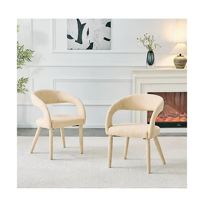 Maison Boucle Upholstered Dining Chair, Open Back Accent Chairs, Modern Scandinavian Side Chairs for Room and Vanity