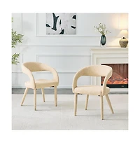 Maison Boucle Upholstered Dining Chair, Open Back Accent Chairs, Modern Scandinavian Side Chairs for Room and Vanity