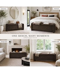 Maison Boucle 60" End-of-Bed Storage Bench With Lift-Top, Chenille Upholstered Ottoman Bench, Modern Entryway Seat for Bedroom or Living Room