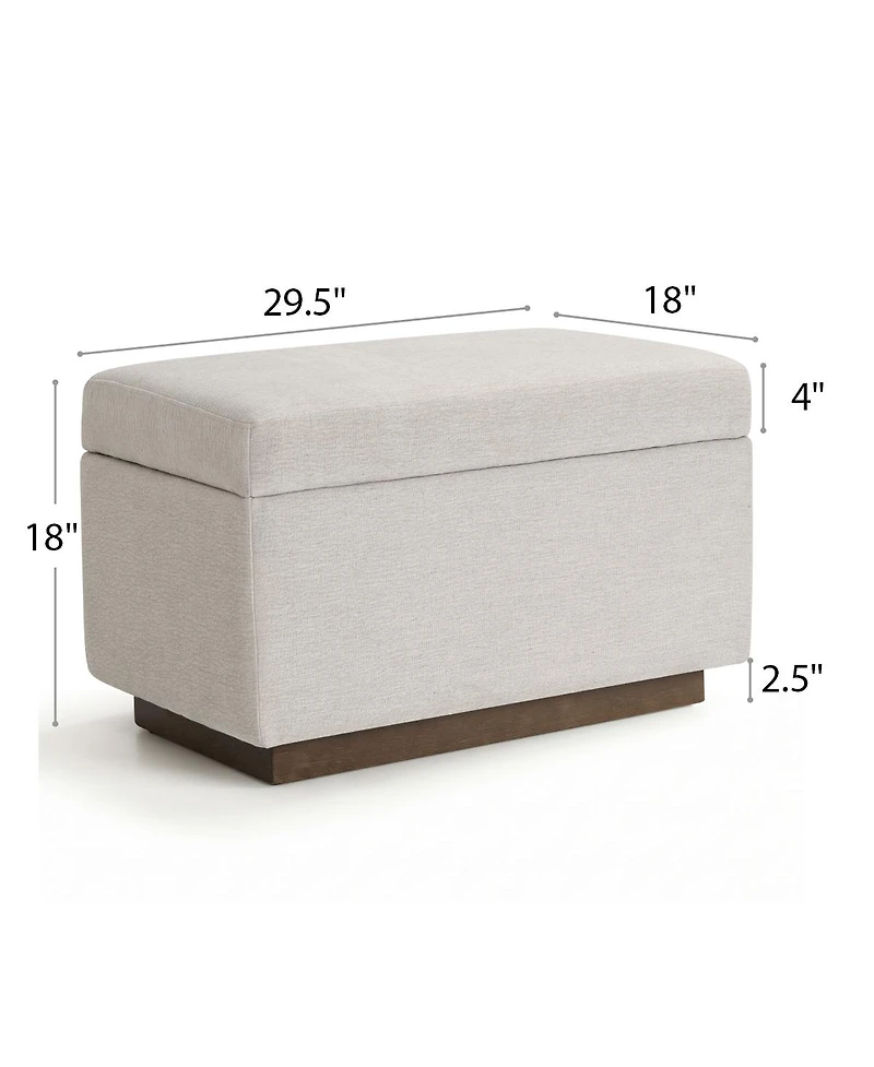 Maison Boucle Entryway Storage Bench With Lift-Top Lid, Linen Upholstered Ottoman Bench, Small-Space Seating for Bedroom or Living Room