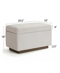 Maison Boucle Entryway Storage Bench With Lift-Top Lid, Linen Upholstered Ottoman Bench, Small-Space Seating for Bedroom or Living Room