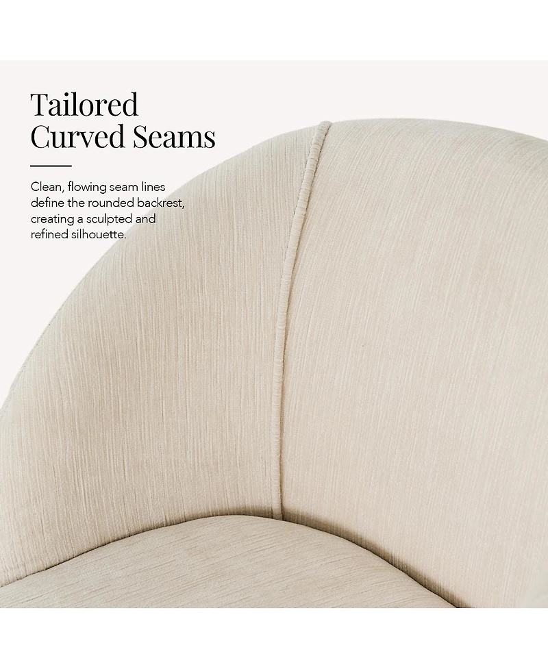Maison Boucle Modern Upholstered Swivel Dining Chair, Textured Chenille Fabric With Curved Barrel Back, Pedestal Base Accent Chair