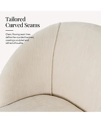 Maison Boucle Modern Upholstered Swivel Dining Chair, Textured Chenille Fabric With Curved Barrel Back, Pedestal Base Accent Chair