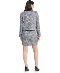Calvin Klein Women's Open Front Collarless Shoulder Padded Jacket