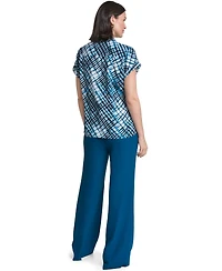 Calvin Klein Women's Collared Button-Front Short-Sleeve Blouse