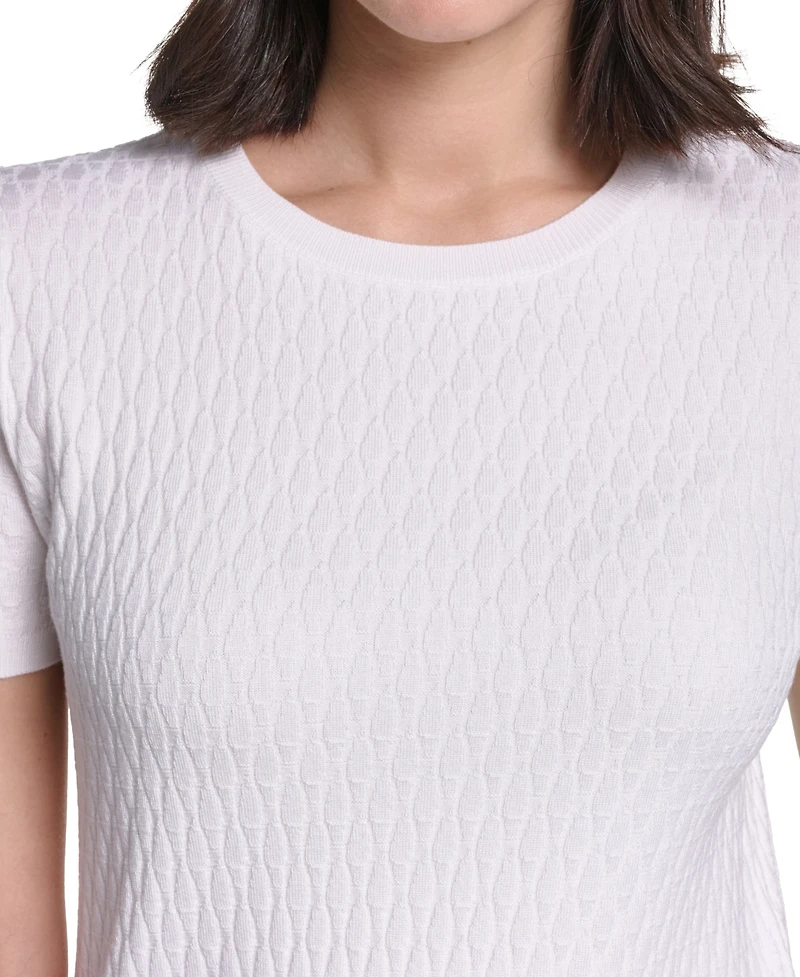 Calvin Klein Women's Textured Short-Sleeve Crewneck Top