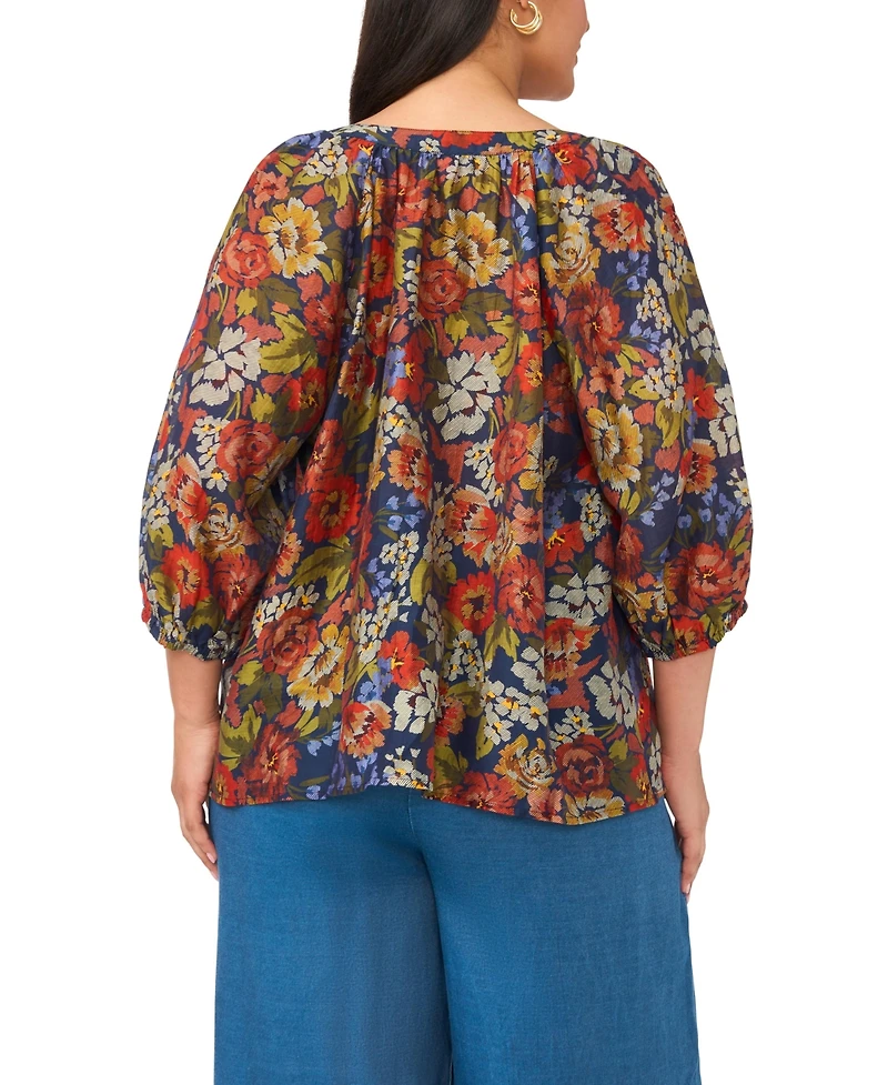 Vince Camuto Plus Raglan-Sleeve Button-Down Blouse