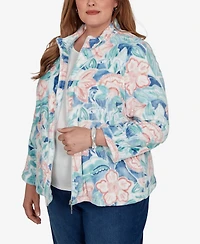Alfred Dunner Plus Classic Patch Floral Cozy Knit Jacket