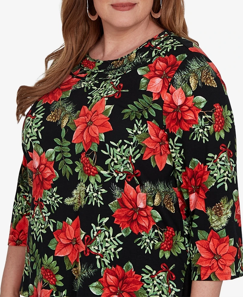 Alfred Dunner Plus Classic Cardinals On Branches Knit Top