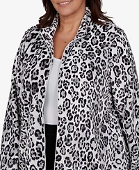 Alfred Dunner Plus Classic Cozy Animal Print Knit Jacket