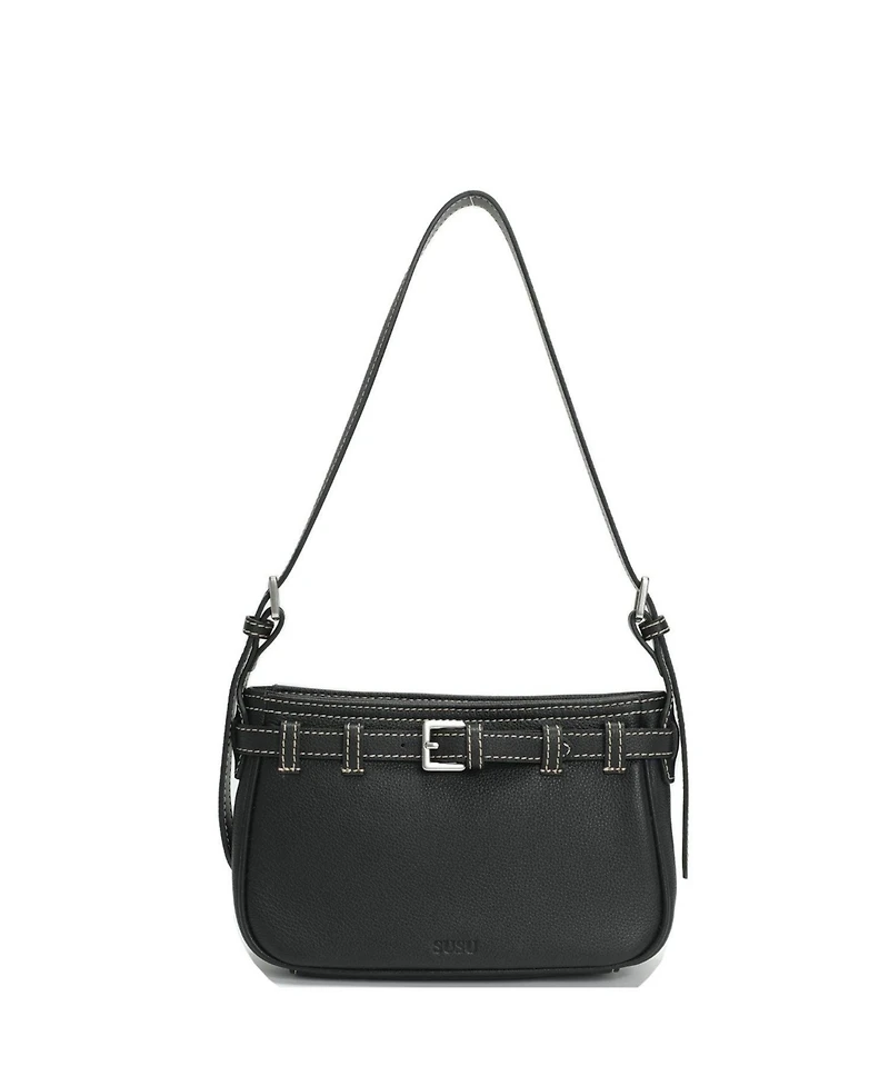 Susu Women's Sloane Leather Shoulder Bag for Women Convertible Crossbody Purse Small Belt Detail Handbag