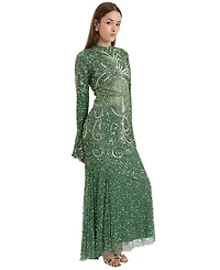 Maryisa Women's Modest Embellished Sequins Trail Maxi Dress