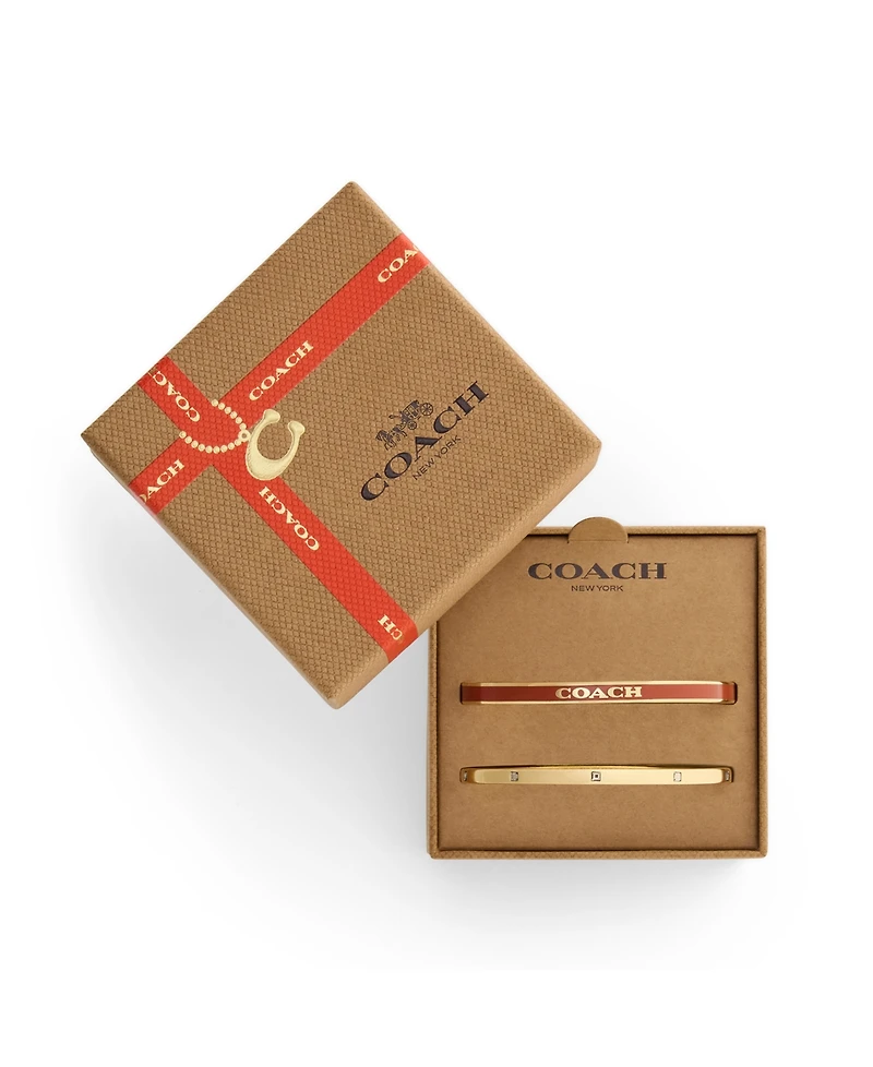 Coach Faux-Stone Signature Logo Enamel Stone Duo Bangle Bracelet