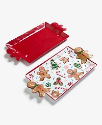 Tinsel And Frost Melamine Gingerbread Tray, Set of 2