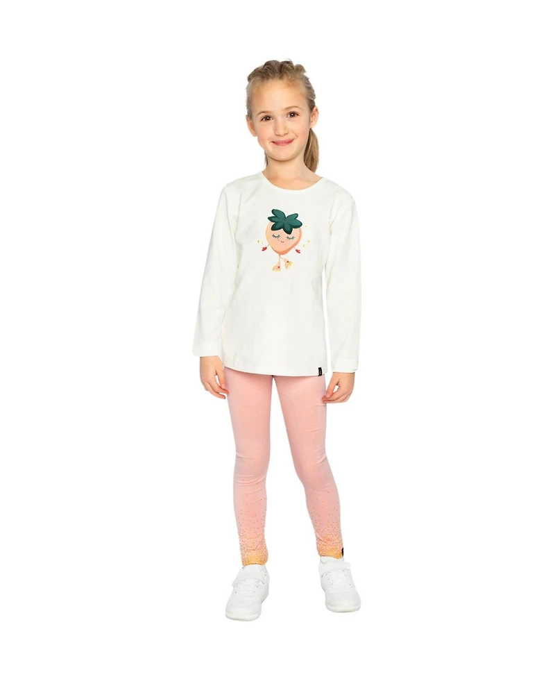 Deux par Little Girls Long Sleeve Organic Cotton Strawberry T-Shirt