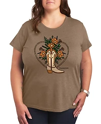 Hybrid Apparel Plus Short-Sleeve Graphic Yellowstone Boot Flower Tee