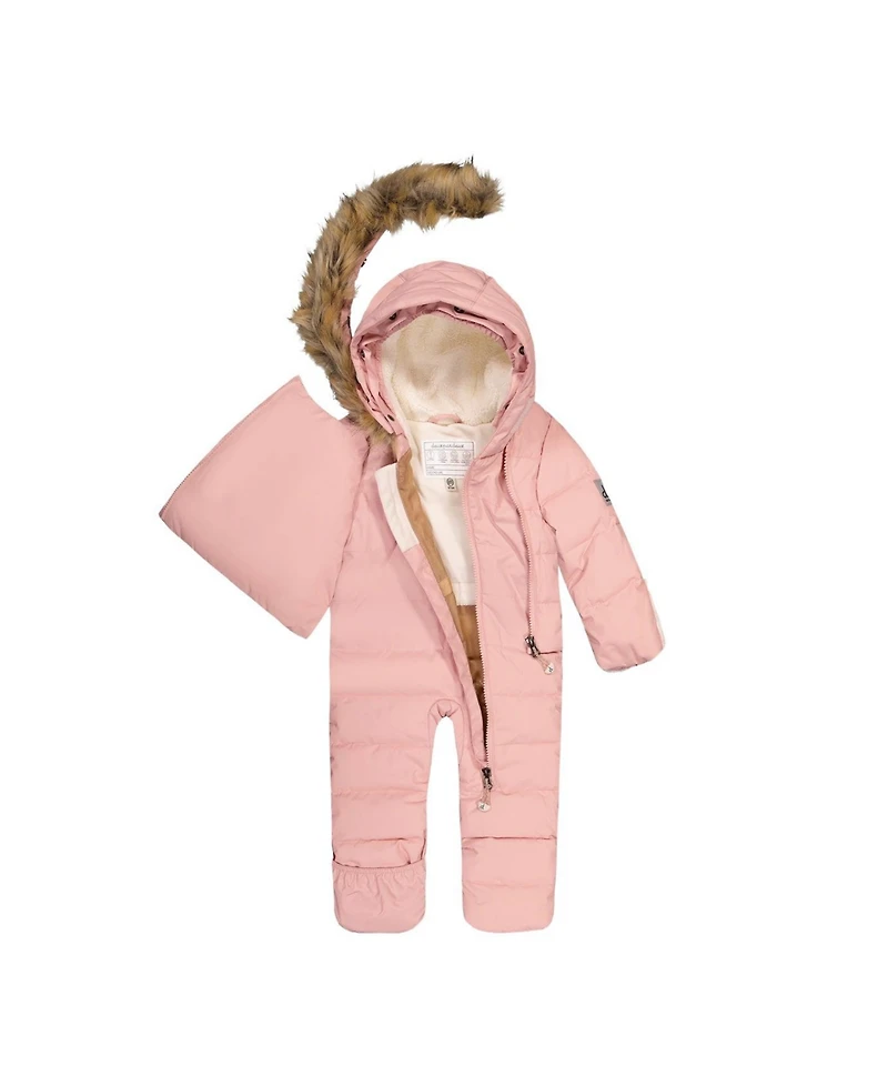 Deux par Baby Girl Snug One Piece Snowsuit Adapted for Car Seats Pale Dusty