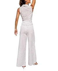 Cupshe Women's Soft Bliss Striped Peplum Wide-Leg Top and Pants Set