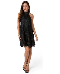 Bebe Women's 3D Floral Halter Mini Dress