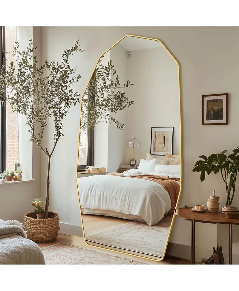 Antok Full Length Mirror, 76"x34" Diamond-shaped Floor Mirror for Bedroom, Hanging Mounted for Living Room Cloakroom