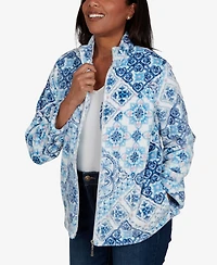 Alfred Dunner Petite Classic Soft Medallion Zip Front Jacket