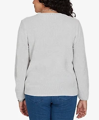 Alfred Dunner Petite Classic Cable Pullover Chenille Sweater
