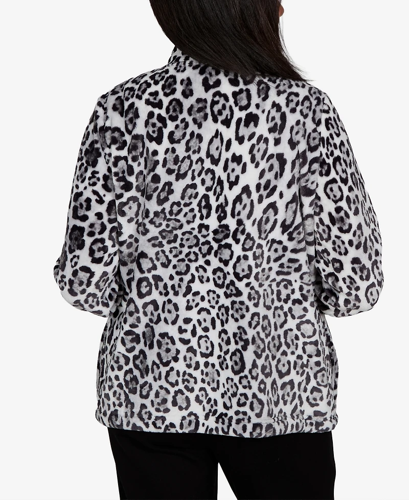 Alfred Dunner Petite Classic Cozy Animal Print Knit Jacket