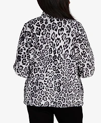 Alfred Dunner Petite Classic Cozy Animal Print Knit Jacket
