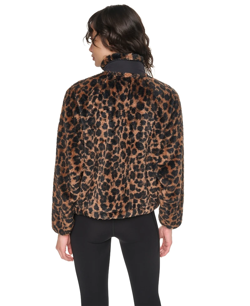 Dkny Sport Women's Printed Mock Neck Zipper-Front Jacket