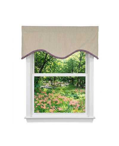 Rlf Home Lilac Stripe Trimmed Cornice Window Valance 100percentage Cotton Lined Rod Pocket