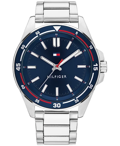 Tommy Hilfiger Men's Quartz Silver-Tone Stainless Steel Bracelet Watch 42mm