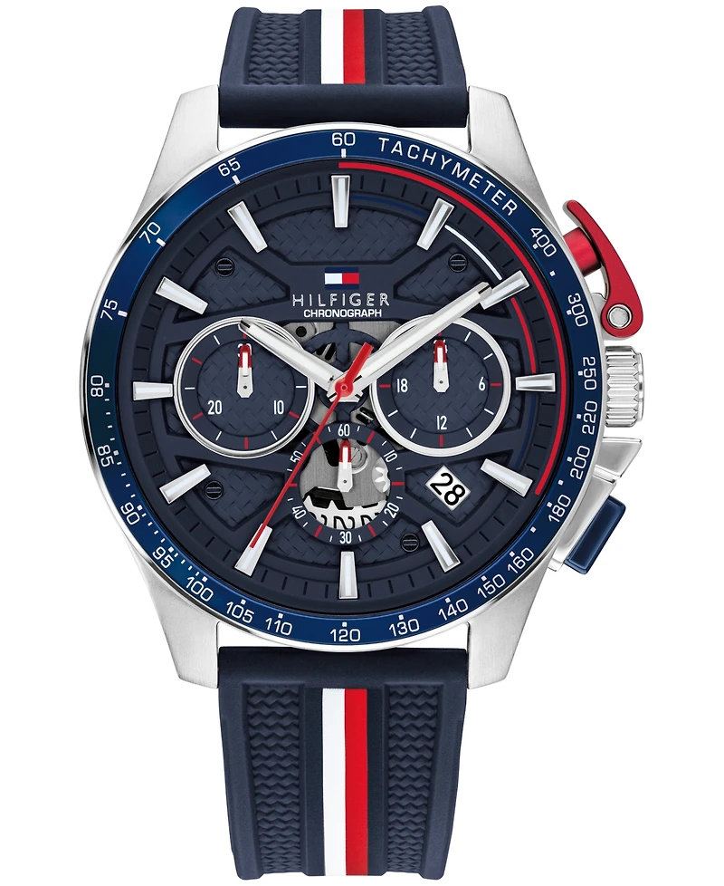 Tommy Hilfiger Men's Chronograph Navy Silicone Strap Watch 44mm