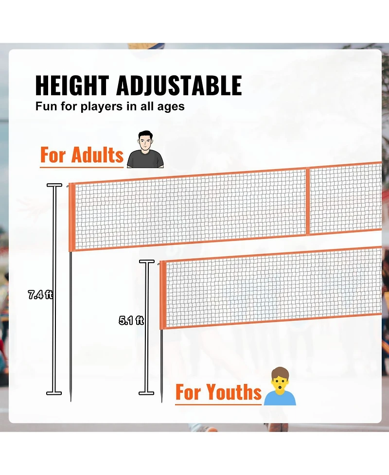 Sevorley 4-Way Volleyball and Badminton Net Set with Adjustable Height