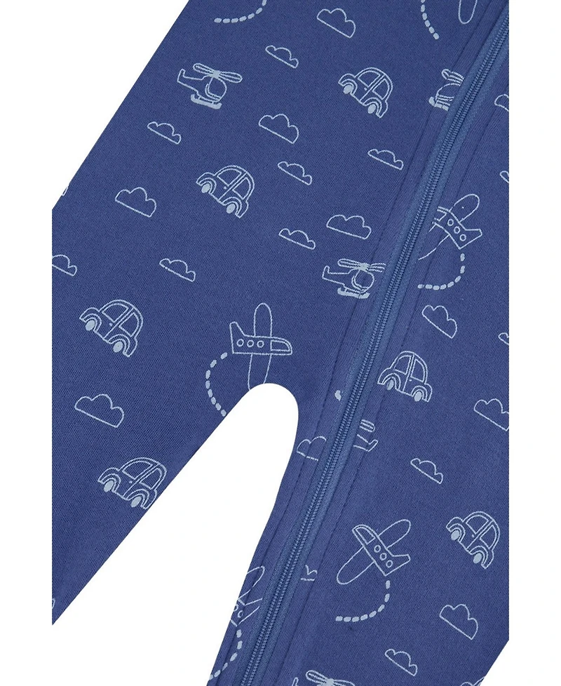 Deux par Baby Boy 3M-24M Cotton One Piece Pajama Transport Print