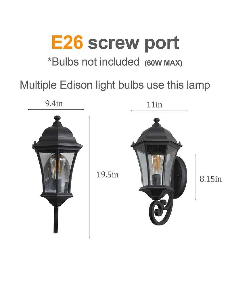 Asagikoiai 2-Pack Metal Outdoor Wall Lanterns, Waterproof Sconce Lights for Garage, Patio, Porch