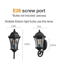 Asagikoiai 2-Pack Metal Outdoor Wall Lanterns, Waterproof Sconce Lights for Garage, Patio, Porch