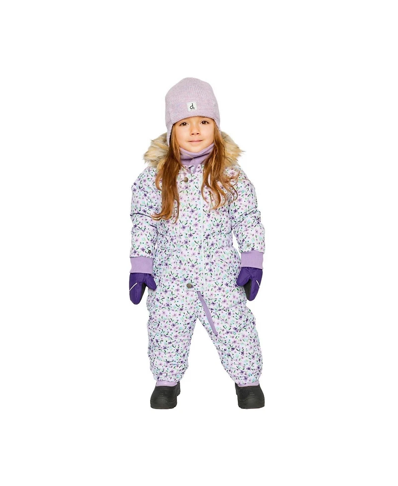 Deux par Baby Girl ( 6M to 24 M ) Original One Piece Puffy Snowsuit with Removable Mittens and Boots Printed Mini Flowers