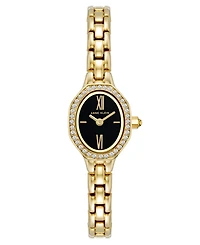 Anne Klein Women's Quartz Oval Black Dial Gold-Tone Alloy Metal Bracelet Watch 18mm