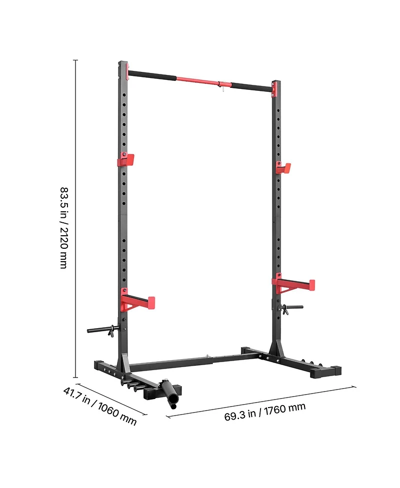 Sevorley Multifunctional Power Cage Squat Rack for Home Gym, Width-Adjustable with Safety Bars and Landmine