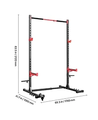 Sevorley Multifunctional Power Cage Squat Rack for Home Gym, Width-Adjustable with Safety Bars and Landmine